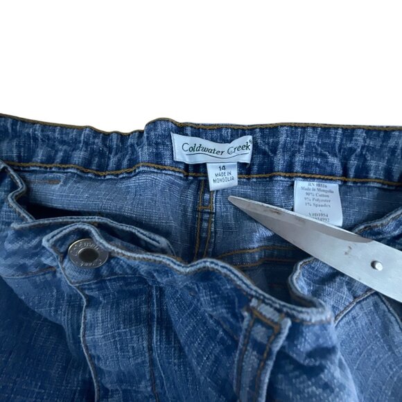 Coldwater Creek Women's Blue Denim Crop Jeans 14 Straight Leg Casual Mid Rise - Picture 4 of 9